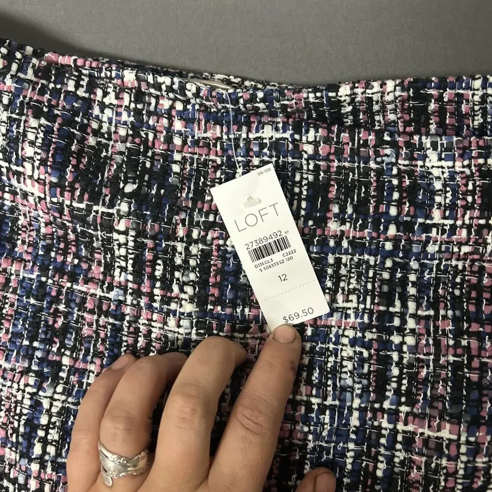 Ann Taylor Loft NWT Tweed Wrap Mini Skirt Size 12 Textured Preppy Chic Classics - Picture 2 of 7